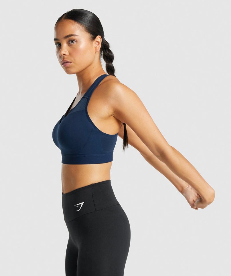 Women's Gymshark Open Back Sports Bra Navy | NZ 8OZHTF